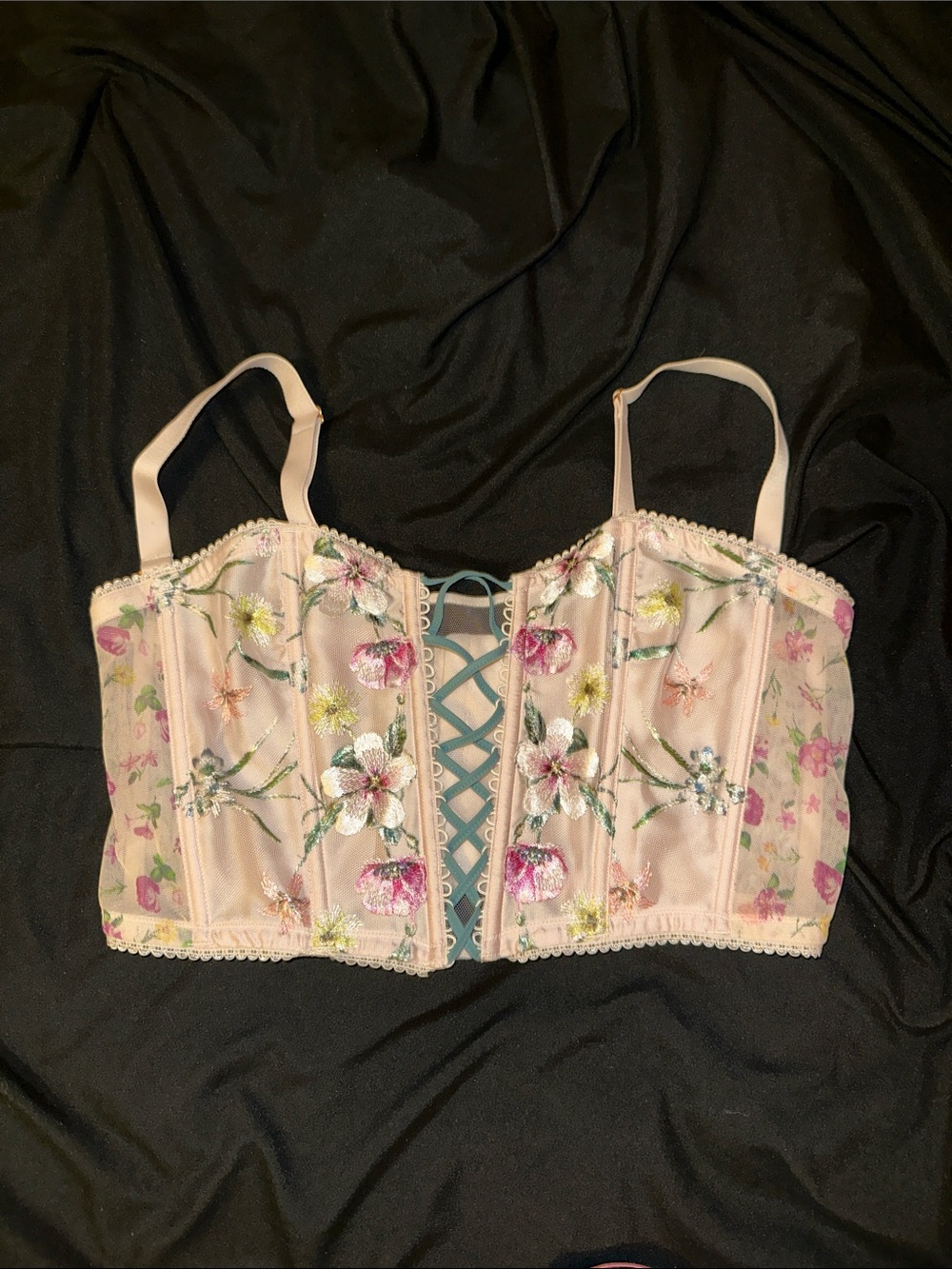 Delicate Floral Lace-Up Bustier corset